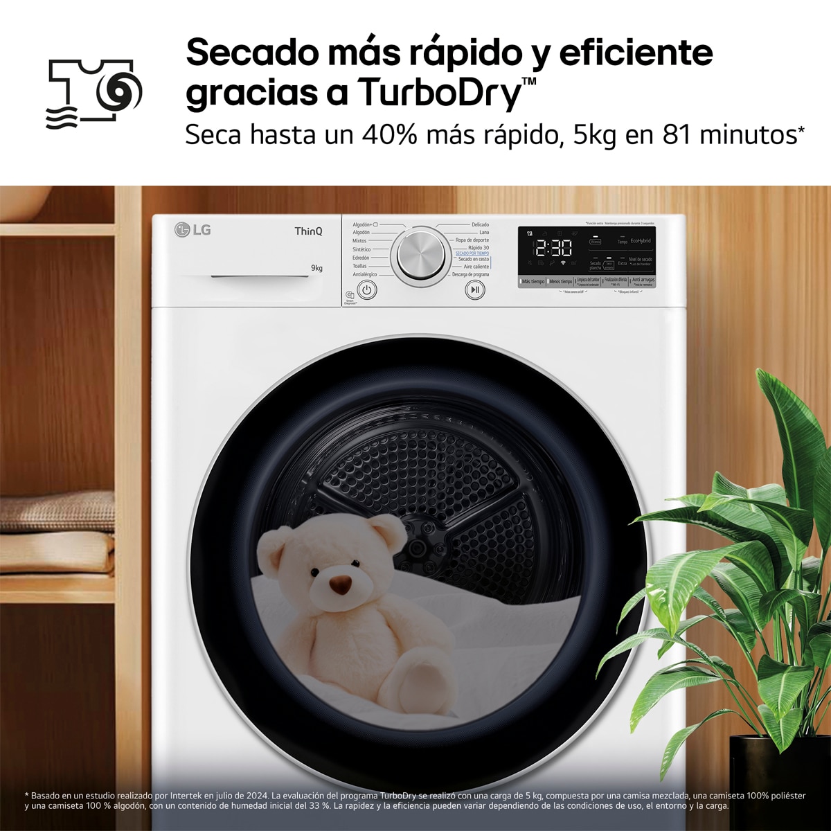 Secadora LG 9 kg Condensación, Bomba de calor - RH90V9AV3N Blanco-8