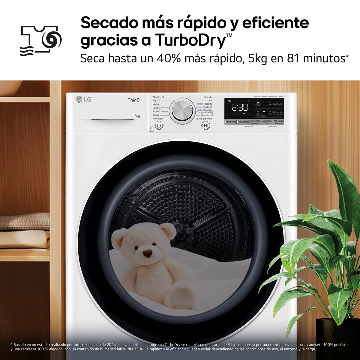 Secadora LG 8 kg Condensación, Bomba de calor - RH80V9AV4N Blanco-8
