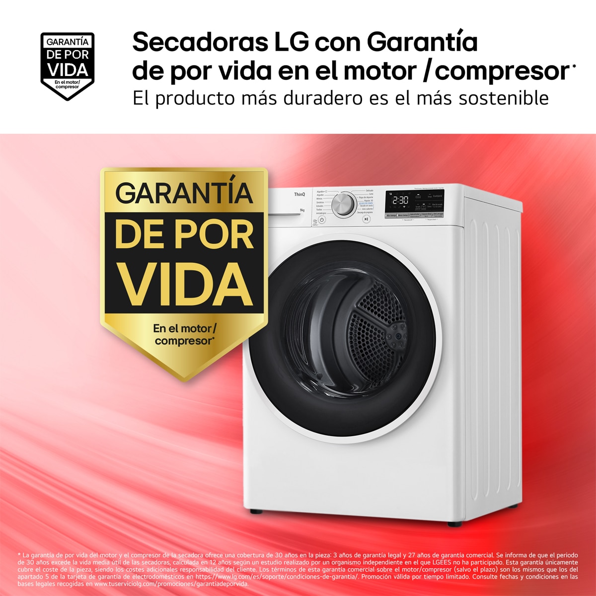 Secadora LG 9 kg Condensación, Bomba de calor - RH90V5AV6N Blanco-4