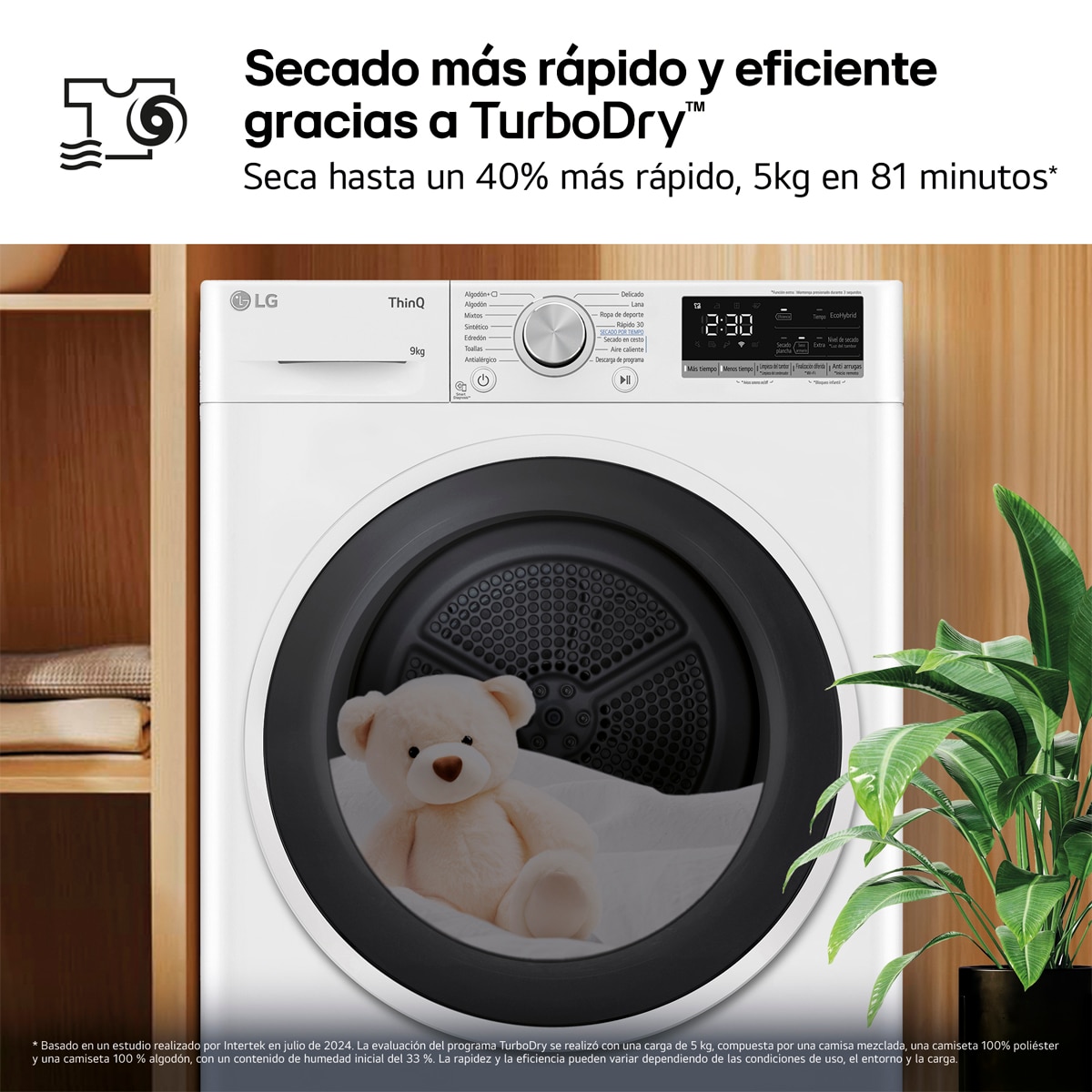 Secadora LG 9 kg Condensación, Bomba de calor - RH90V5AV6N Blanco-8