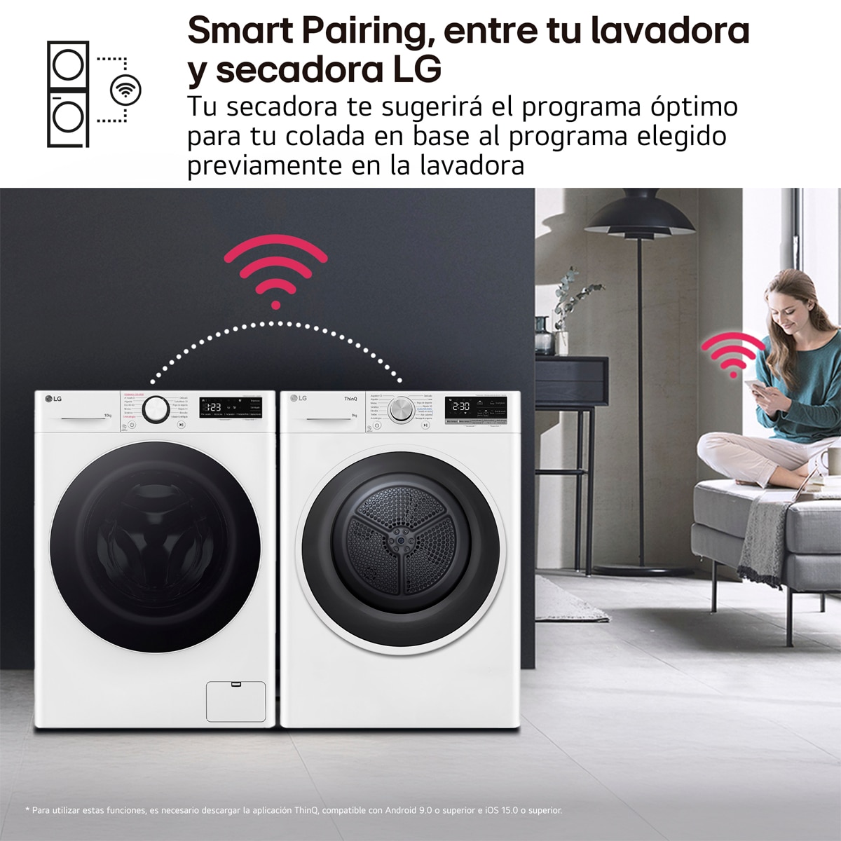 Secadora LG 9 kg Condensación, Bomba de calor - RH90V5AV6N Blanco-12