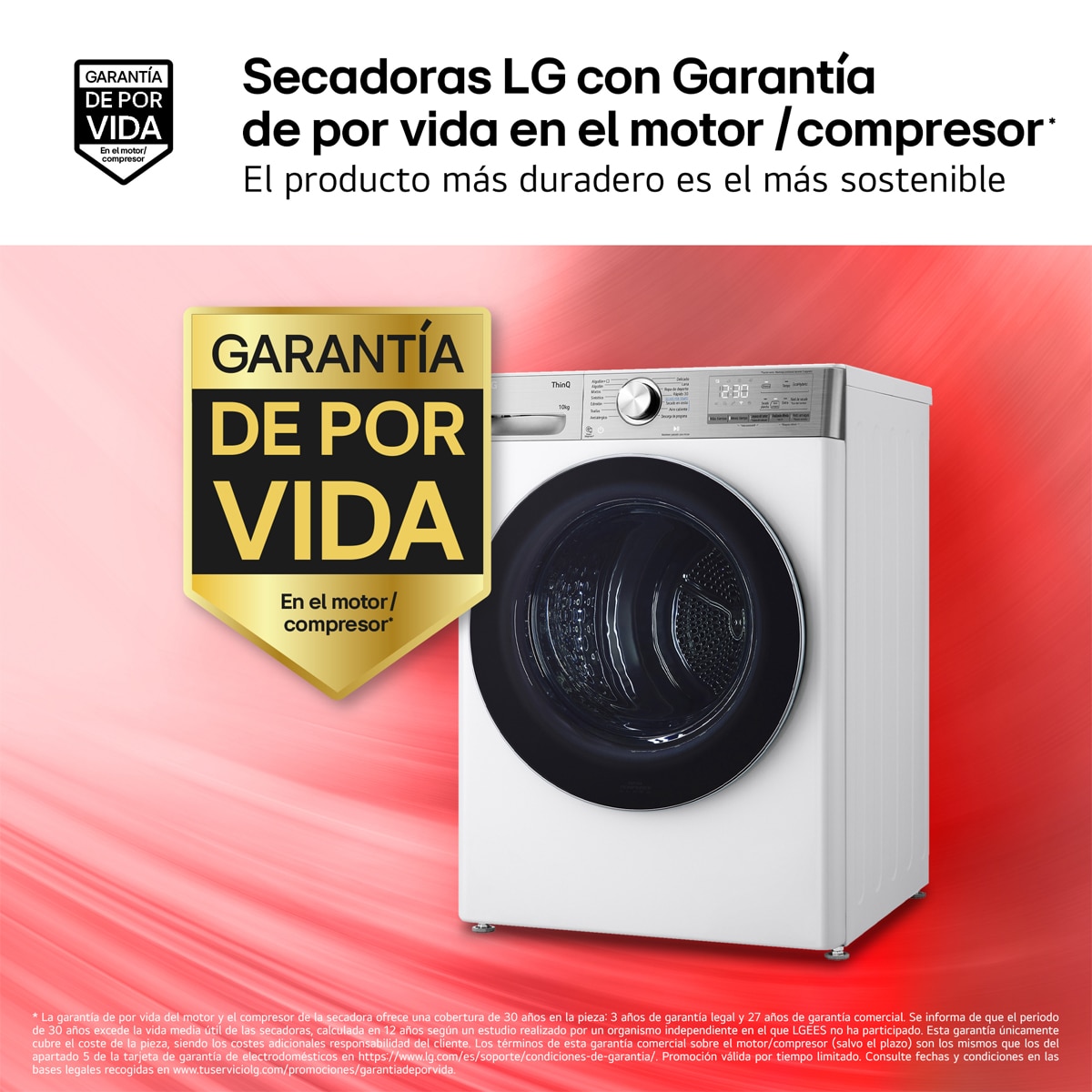 Secadora LG 10 kg, Condensación, Bomba de calor, Inverter - RH10V9AV2WR Blanco-4