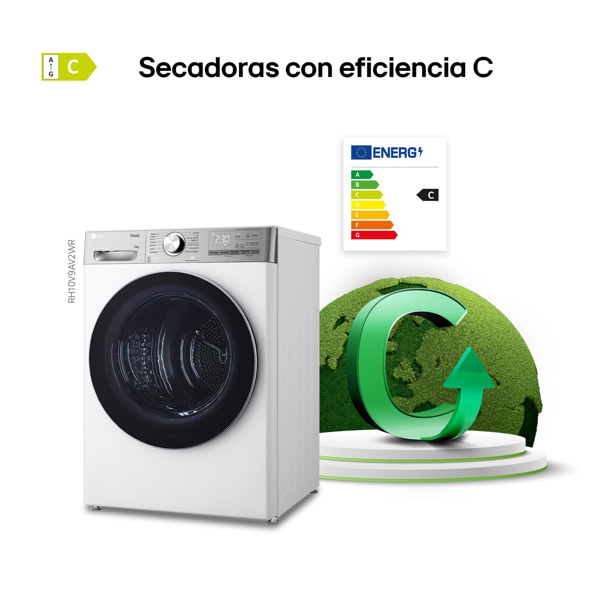 Secadora LG 10 kg, Condensación, Bomba de calor, Inverter - RH10V9AV2WR Blanco-5