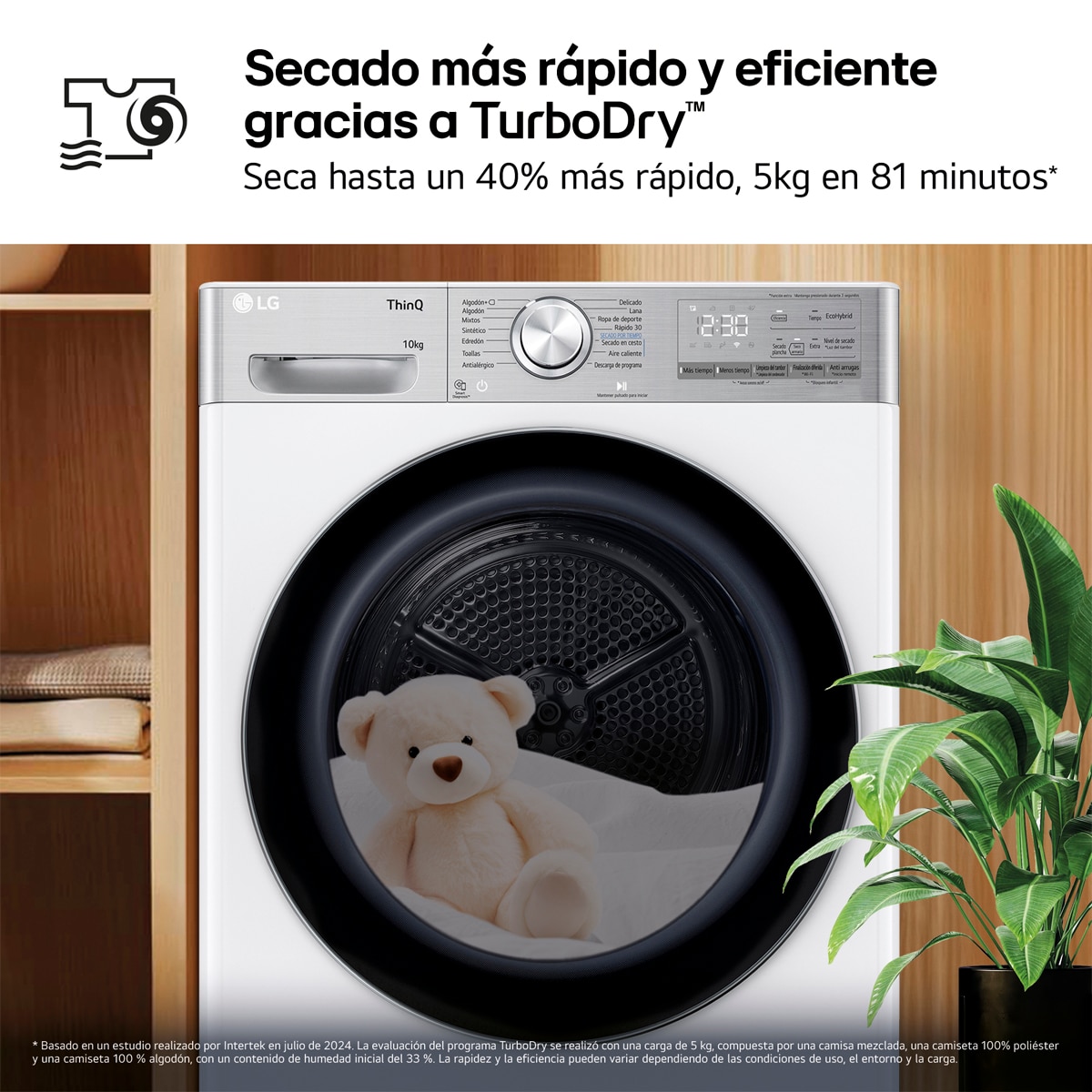 Secadora LG 10 kg, Condensación, Bomba de calor, Inverter - RH10V9AV2WR Blanco-8