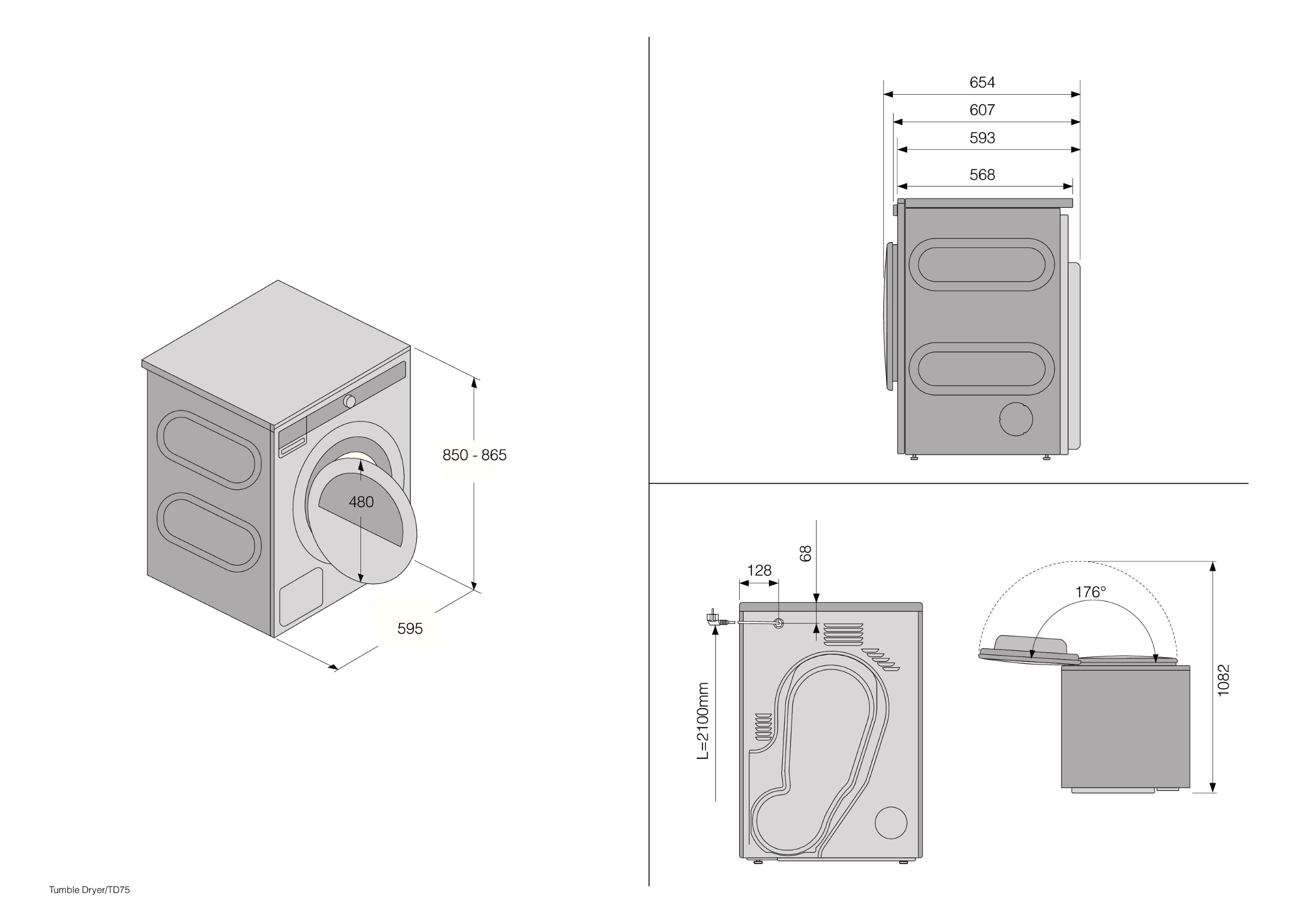 Máquina de Secar Roupa Asko T208H.W Condensação e de 8 Kg - Branco Branco-2
