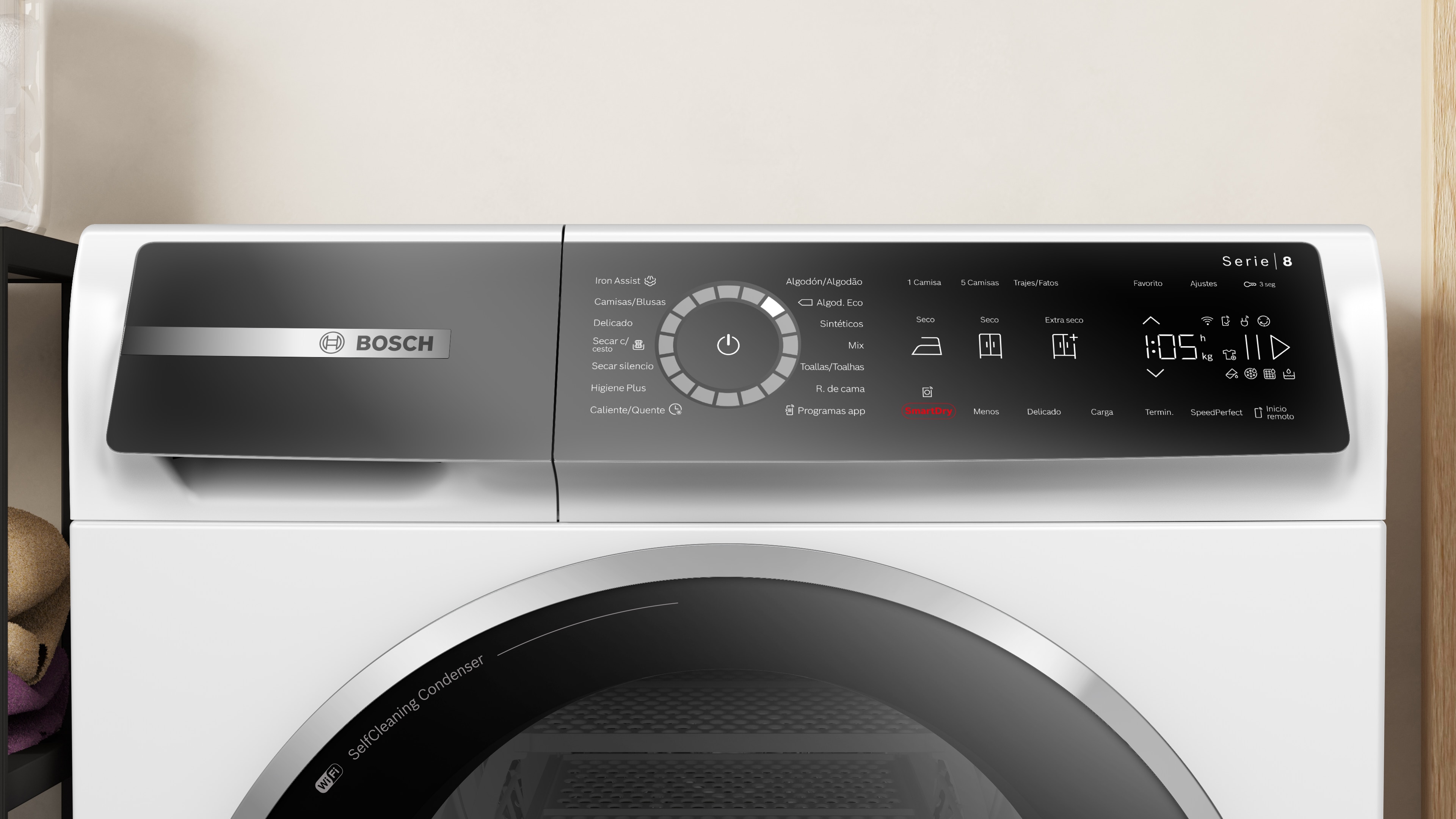 Secadora Bosch 9 kg condensación, bomba de calor, Iron Assist - WQB246C0ES Blanco-6