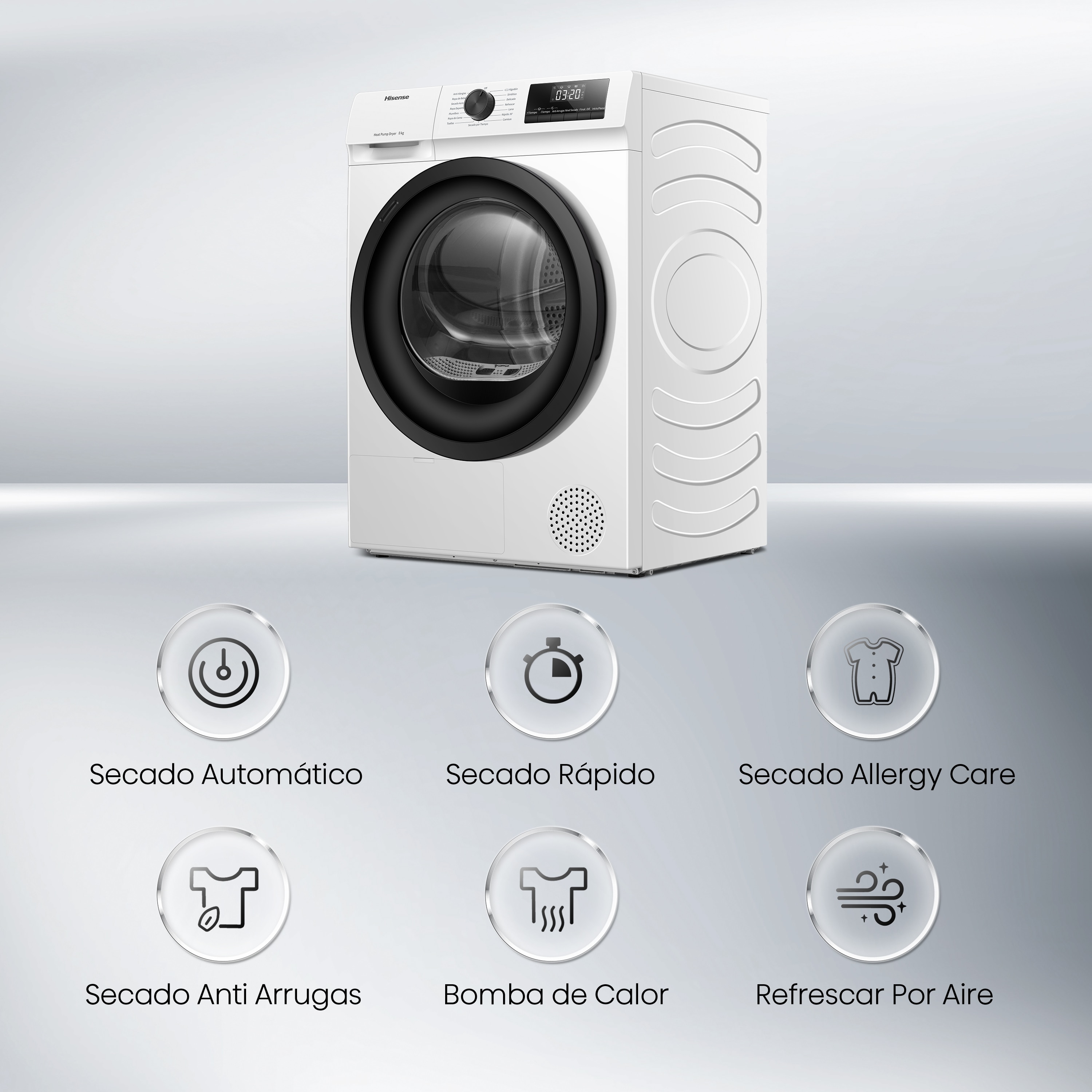Secadora Hisense 8 kg, condensación Serie 1Q - DHQE800BW2 Blanco-4