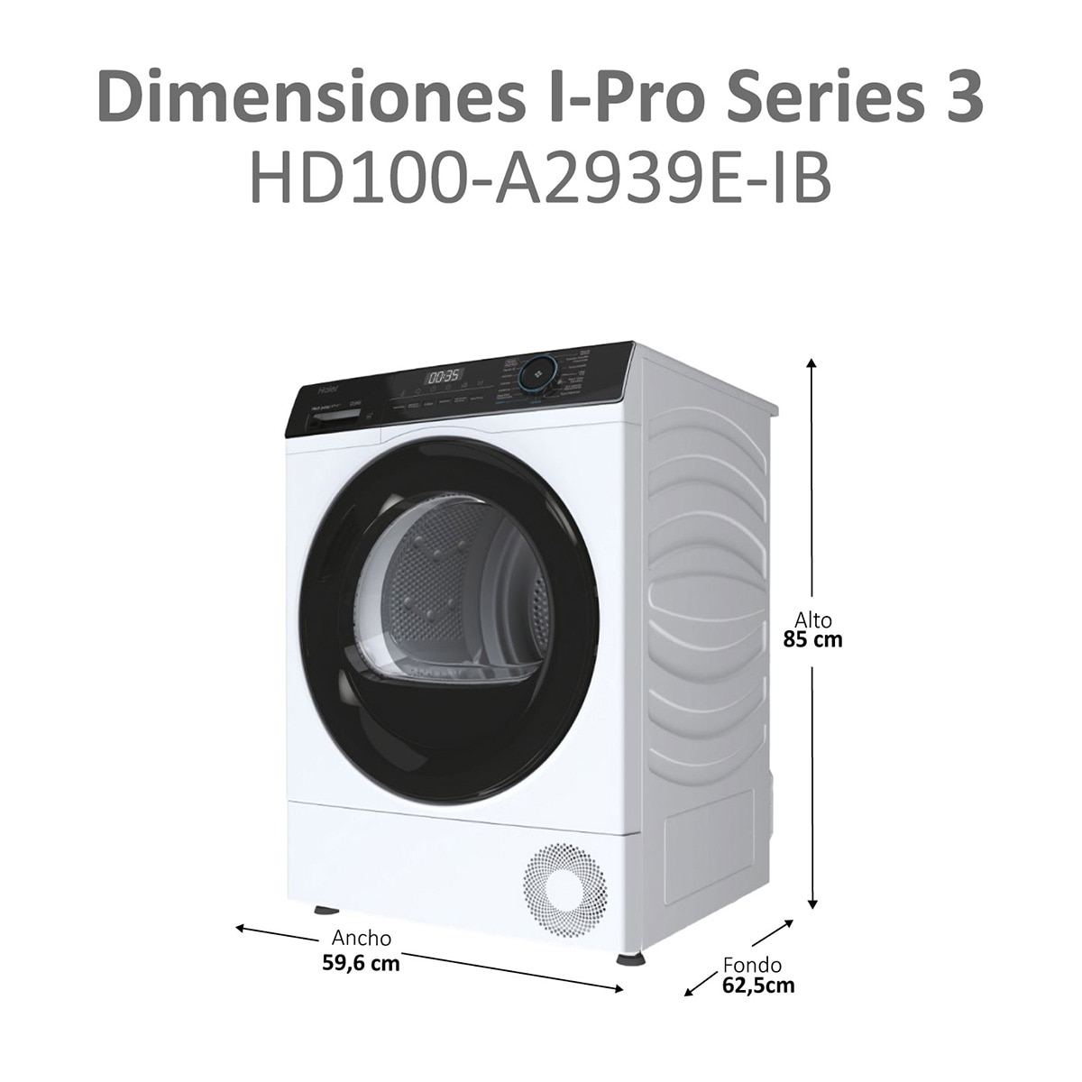 Secadora Haier 10 Kg Bomba de Calor I-Pro Series 3 - HD100-A2939E-IB Blanco-2
