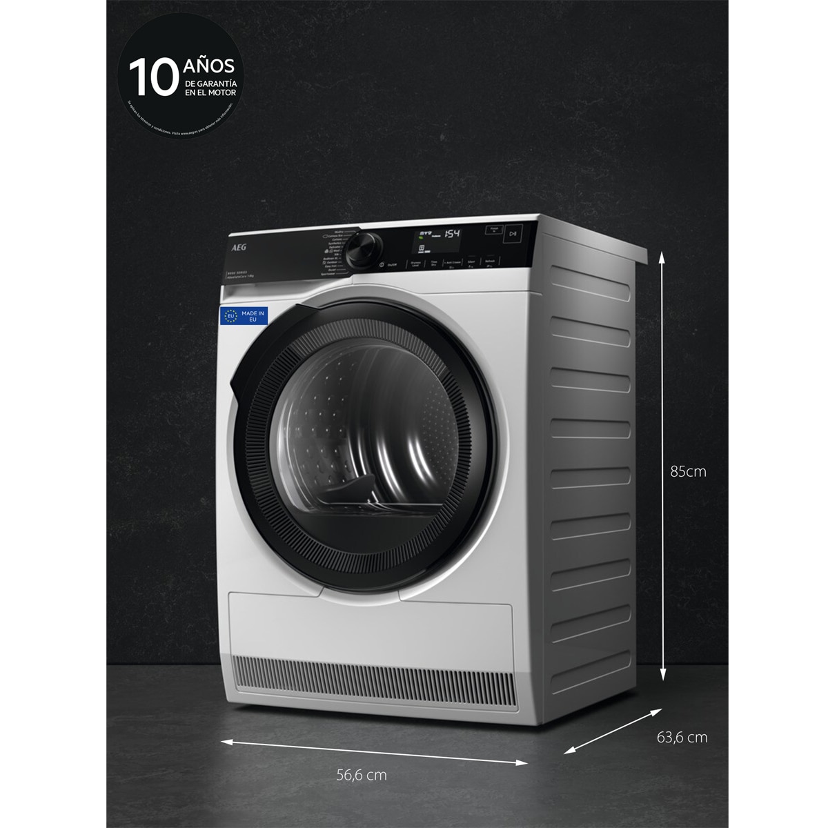 Secadora con Bomba de calor AEG 9 kg - TR839T4PBCP Blanco-3