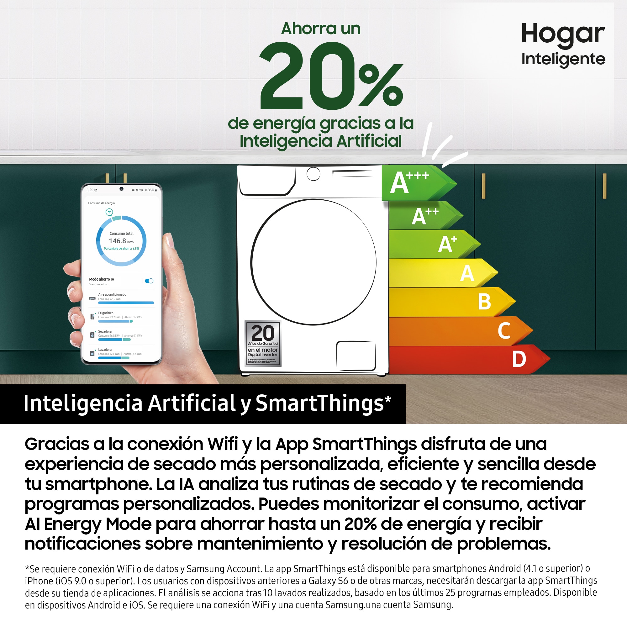Thumbnail 3 de Samsung DV90DG52A0ABEC secadora 9kg Hygiene Care negra