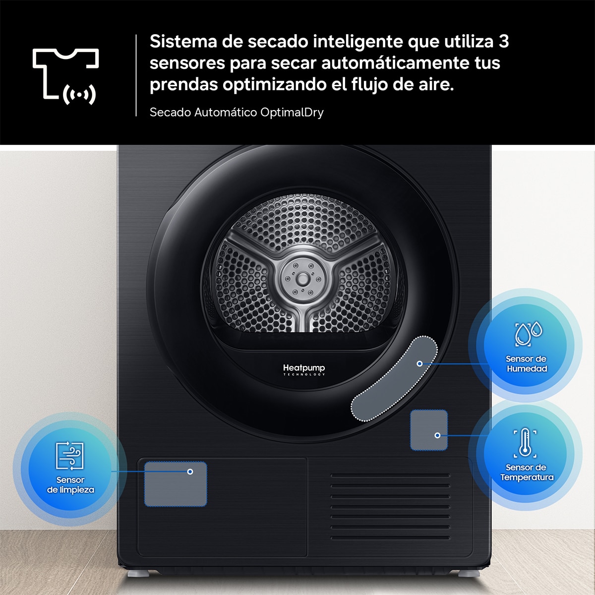 Secadora AI Samsung 9kg Hygiene Care Clase C Blanca DV90DG52A0TEEC 7