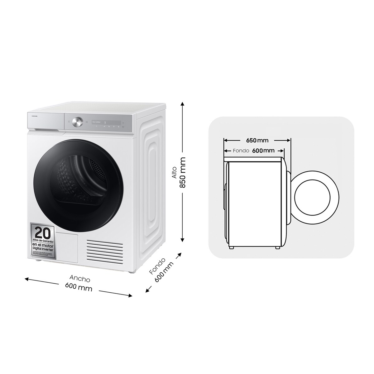 Secadora Bespoke AI Samsung 9kg QuickDrive™ Clase A Blanca