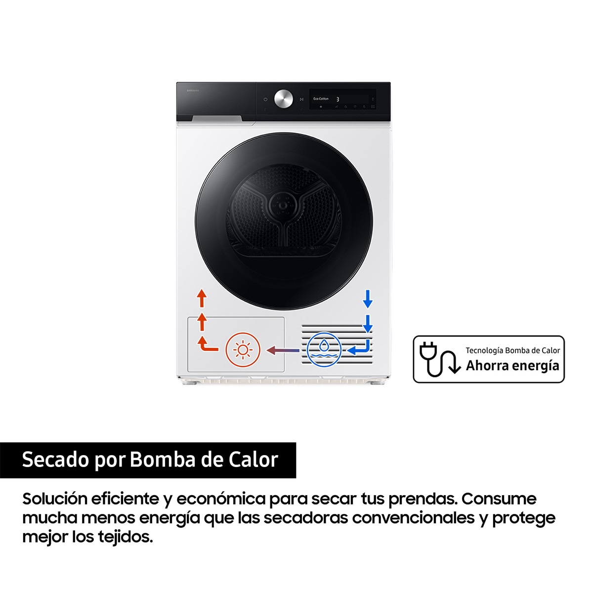 Secadora Bespoke AI Samsung 9kg QuickDrive™ Clase A Blanca DV90DB7845GEU3 Blanco-3