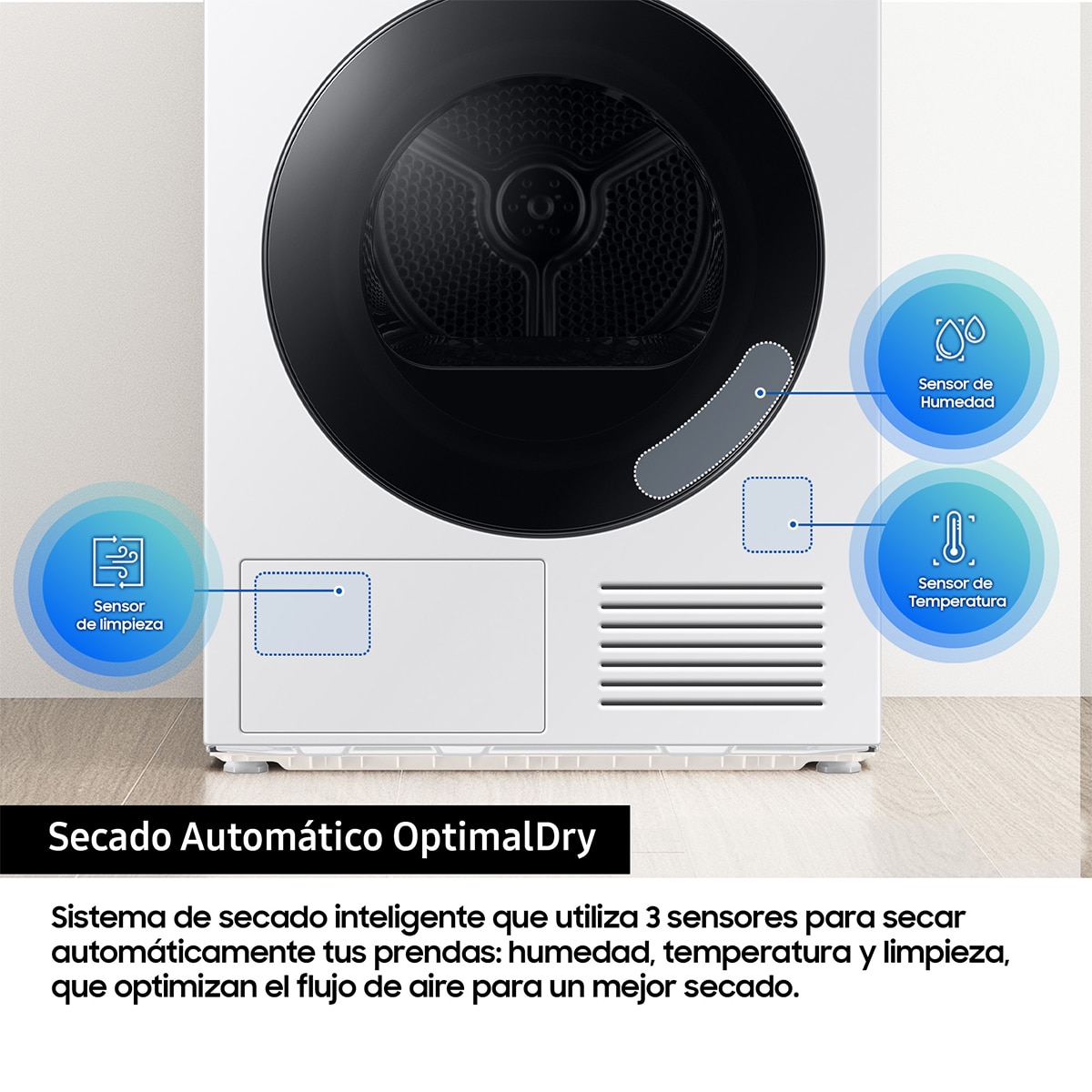 Secadora Bespoke AI Samsung 9kg QuickDrive™ Clase A Blanca DV90DB7845GEU3 Blanco-4