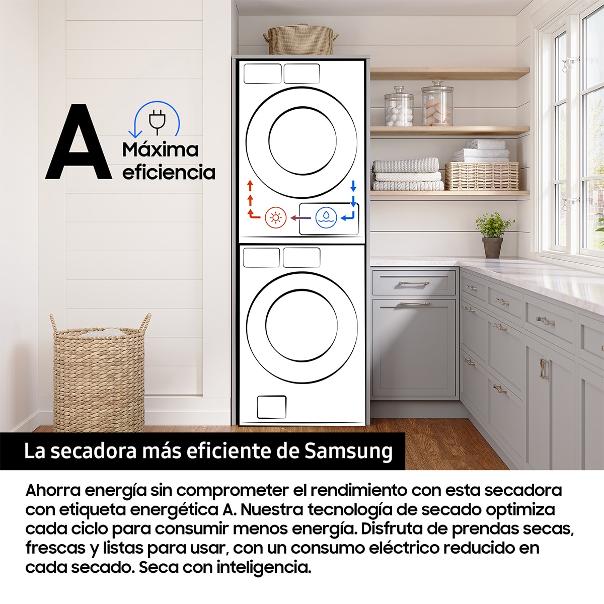 Secadora Bespoke AI Samsung 9kg QuickDrive™ Clase A Blanca DV90DB7845GEU3 Blanco-10