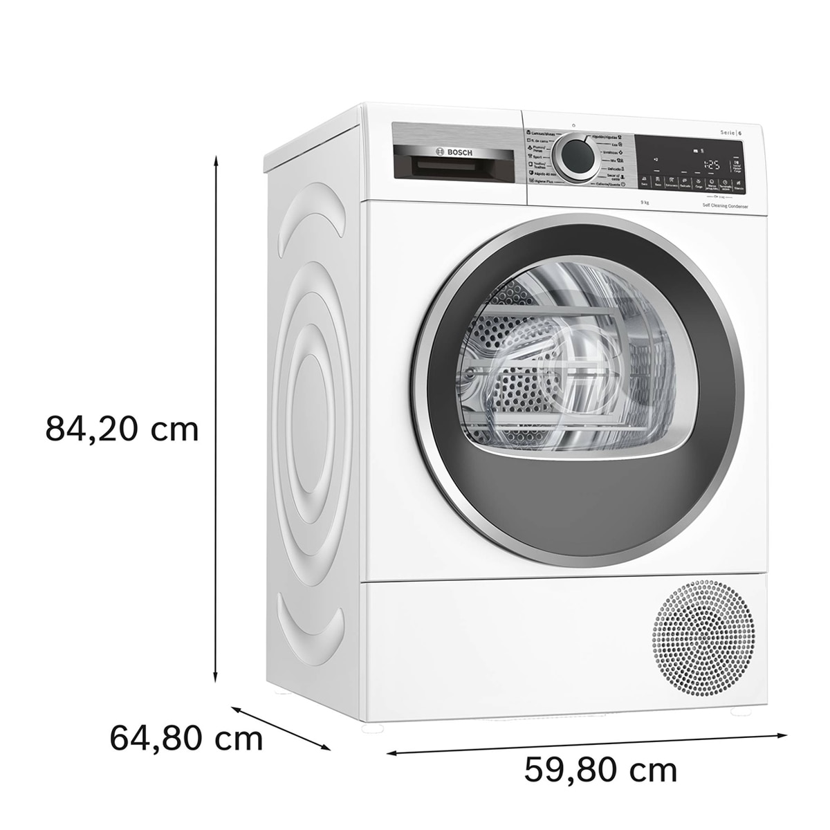 Secadora Bosch 9 kg con bomba de calor , Serie 6, 9 kg - WQG245D1ES Blanco-2