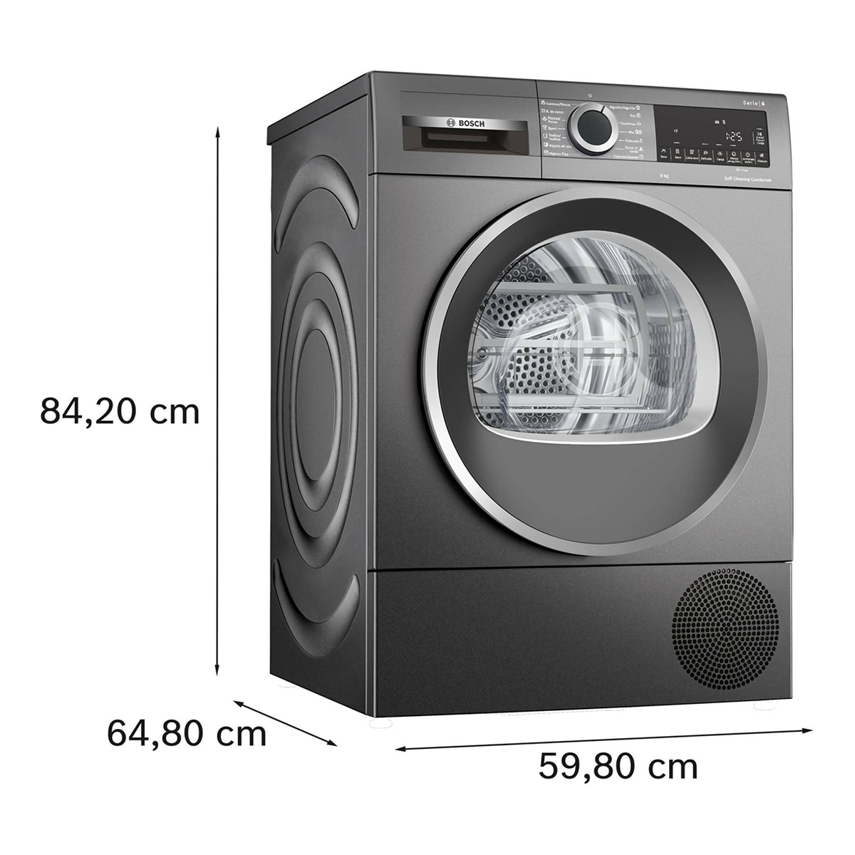 Secadora Bosch 9 kg con bomba de calor , Serie 6,  9 kg - WQG245DRES Grafito-2
