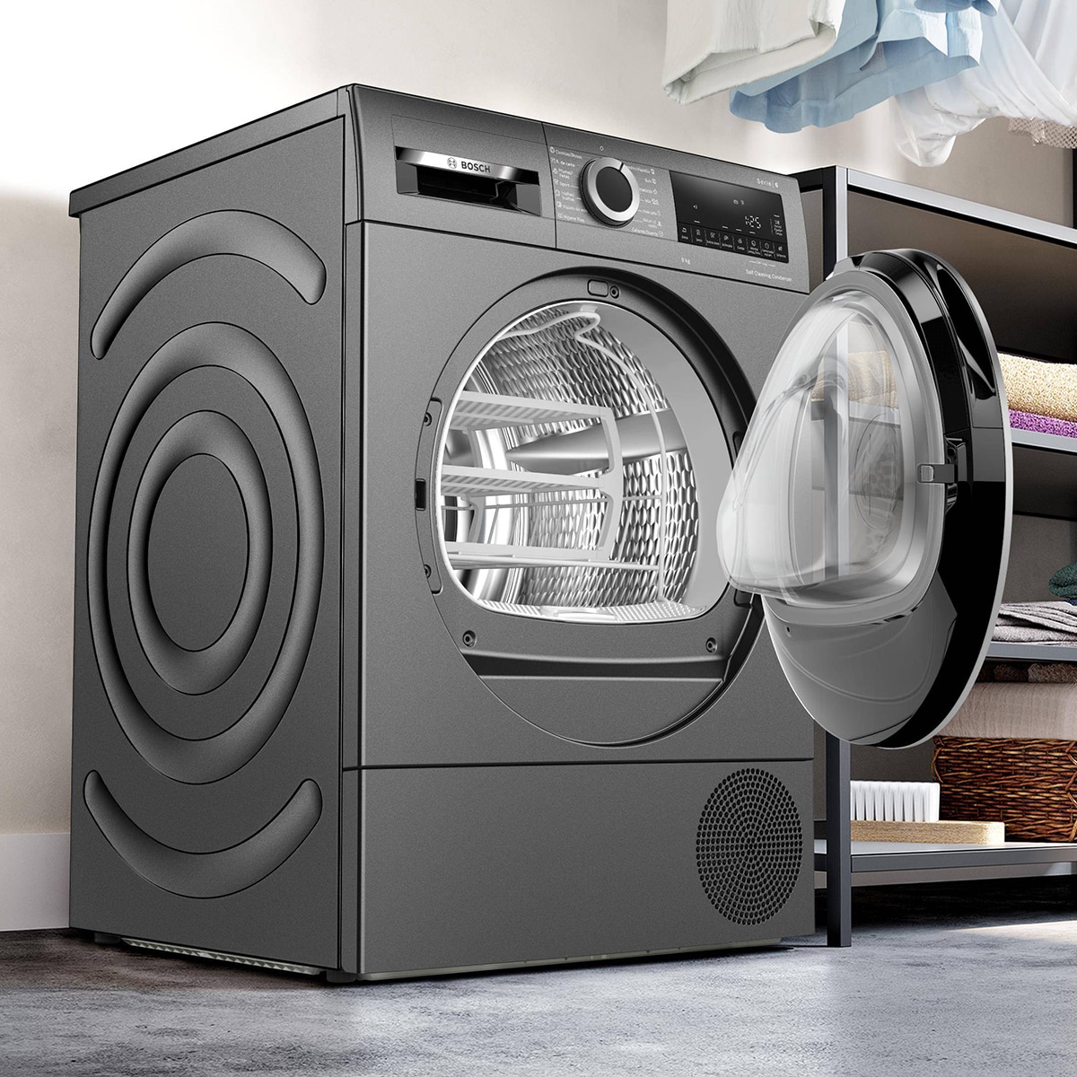 Secadora Bosch 9 kg con bomba de calor , Serie 6,  9 kg - WQG245DRES Grafito-11
