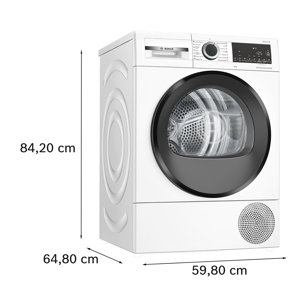 Secadora Bosch 8 kg con bomba de calor , Serie 6, 8 kg - WQG235D1ES Blanco-2