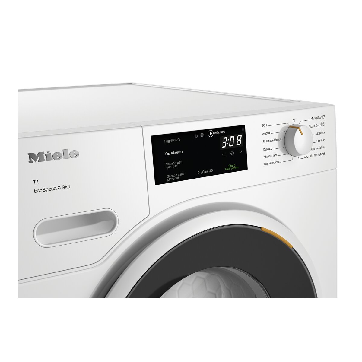 Imagen 3 de Secadora Miele 9 kg, Bomba de calor, EcoSpeed - TWD 640WP - Blanco loto Blanco loto