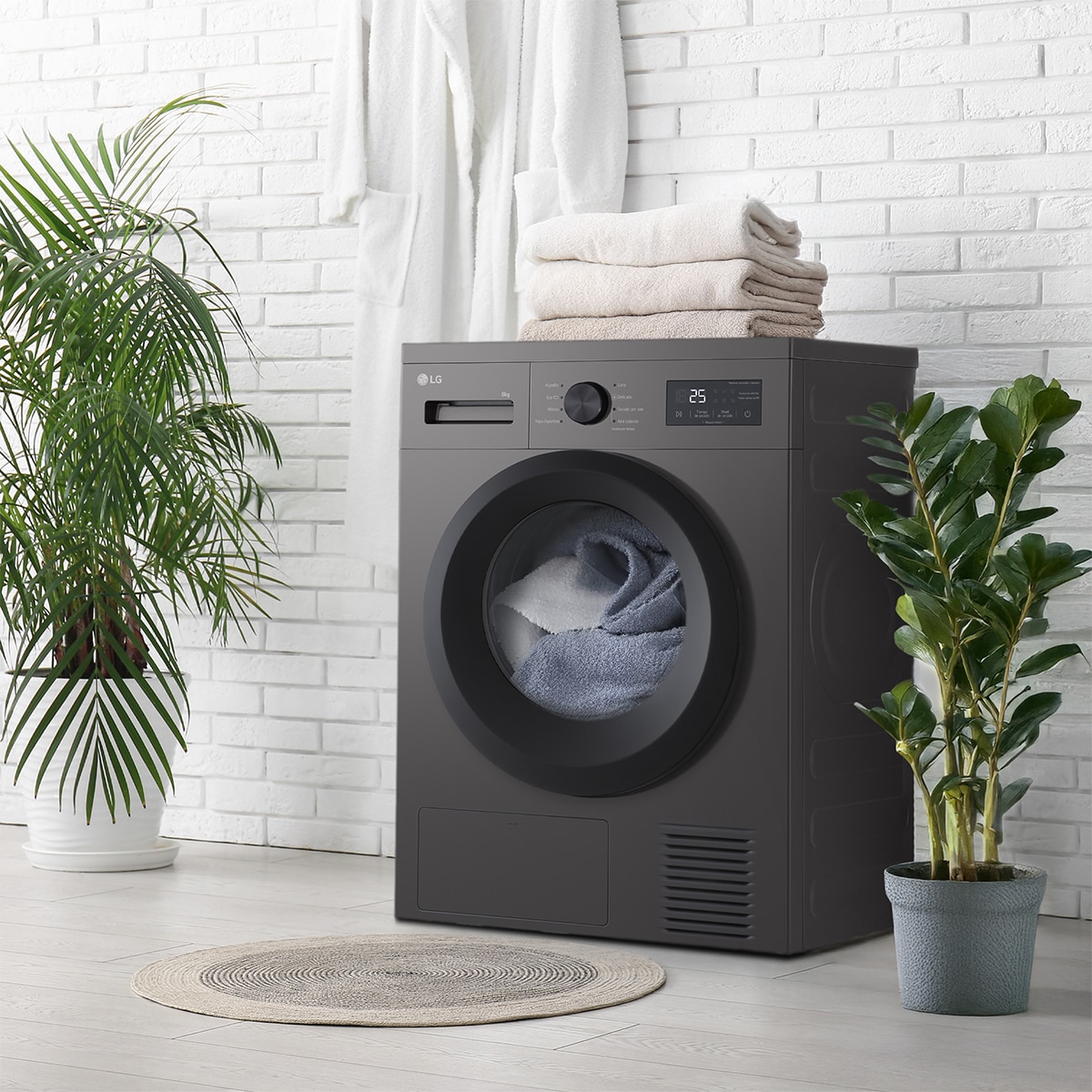 Secadora LG 8kg, con Bomba de calor, Serie 100 - RHA1008NDK Inox grafito-11