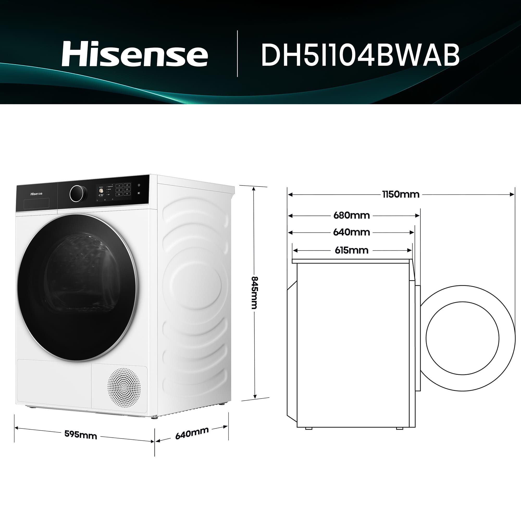 Secadora Hisense 10 Kg, Bomba de calor -  DH5I104BWAB Blanco-3