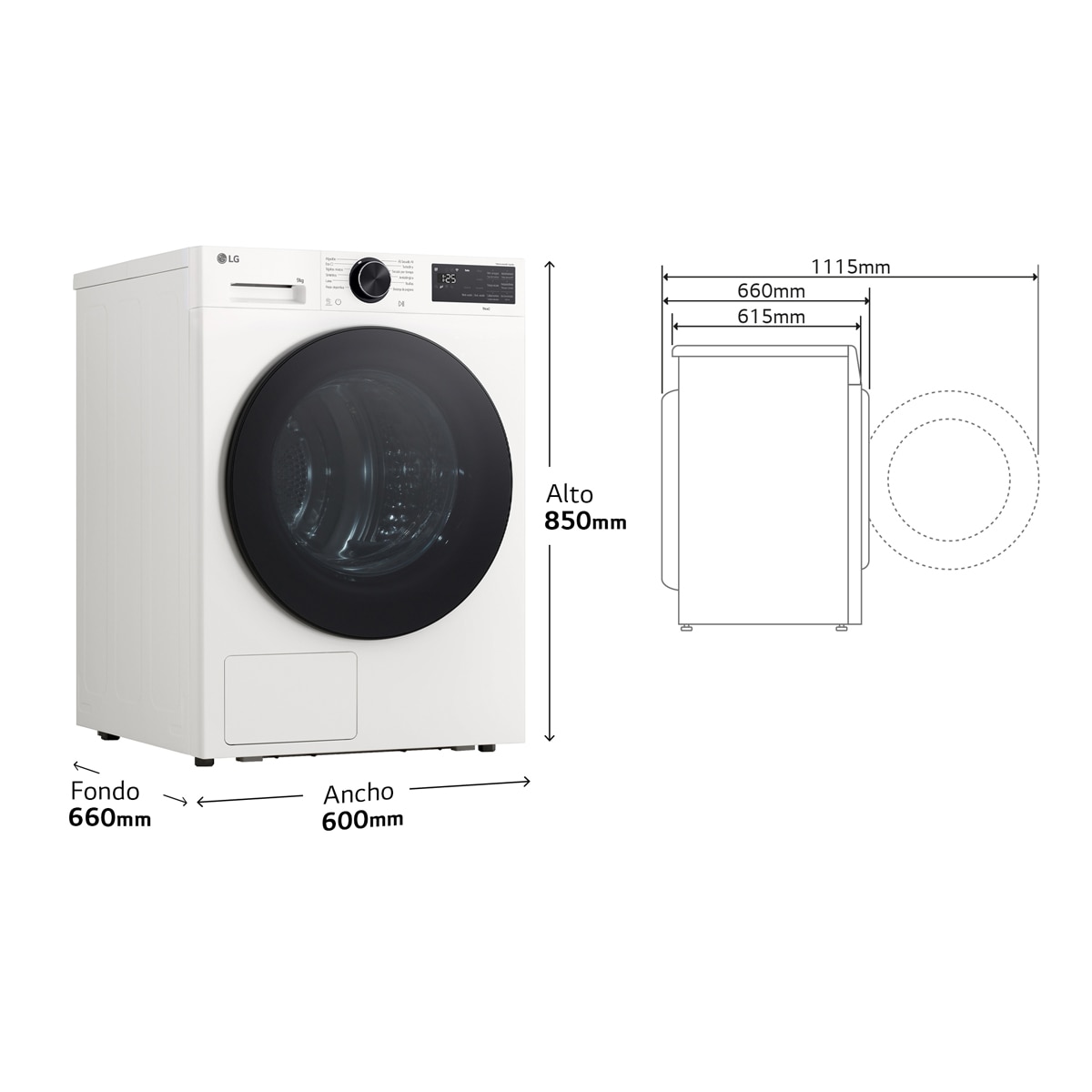 Secadora LG 9kg con bomba de calor Dual Inverter - RHX5009TLB Blanco-2