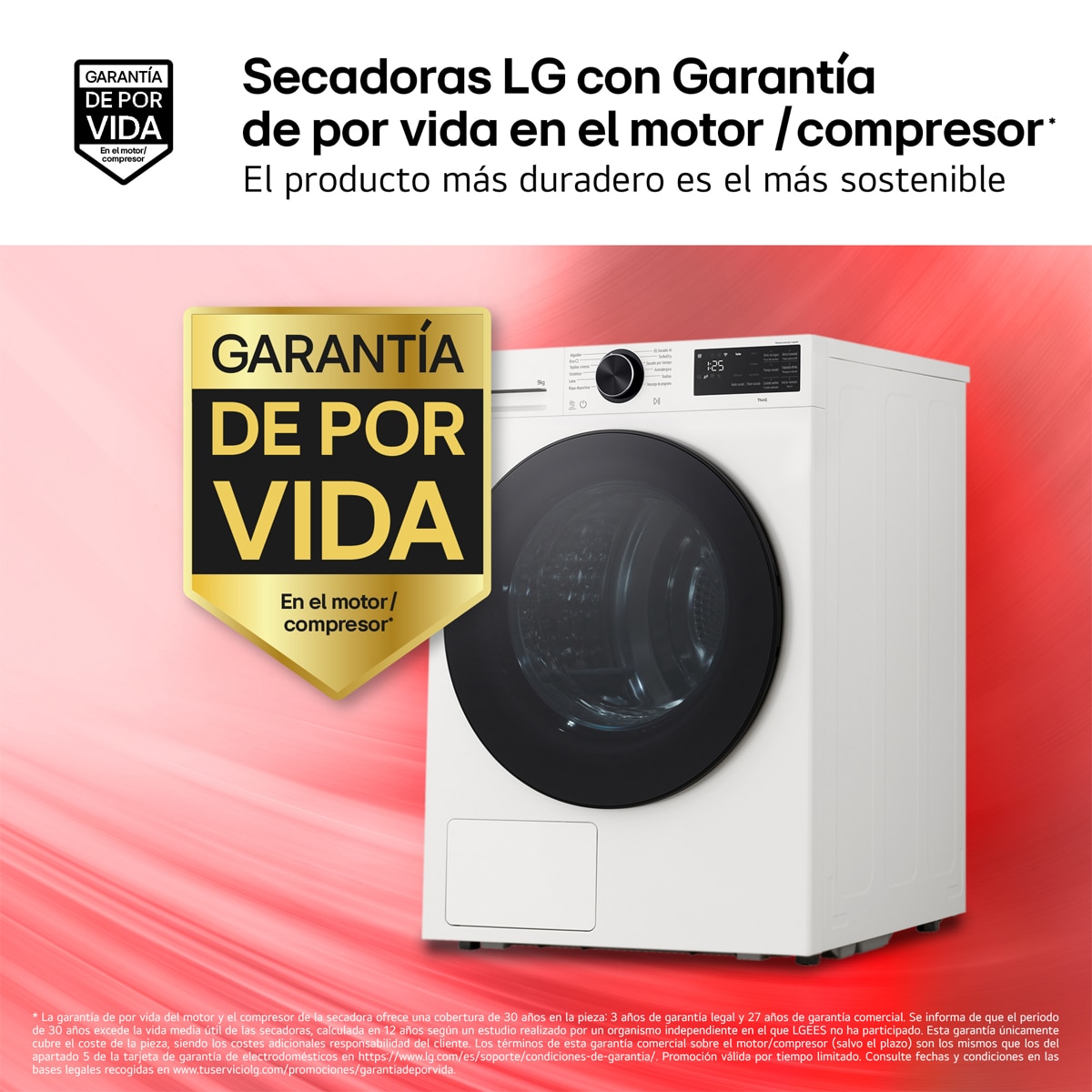Secadora LG 9kg con bomba de calor Dual Inverter - RHX5009TLB Blanco-4