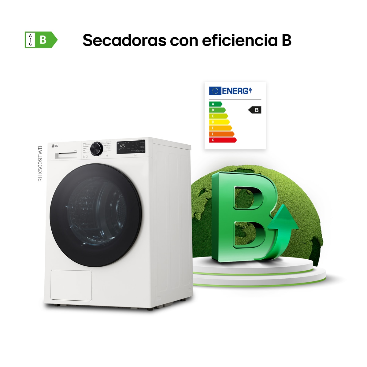 Secadora LG 9kg con bomba de calor Dual Inverter - RHX5009TLB Blanco-5