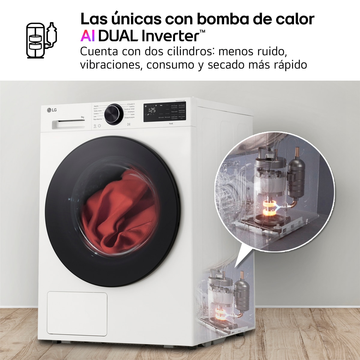 Secadora LG 9kg con bomba de calor Dual Inverter - RHX5009TLB Blanco-6
