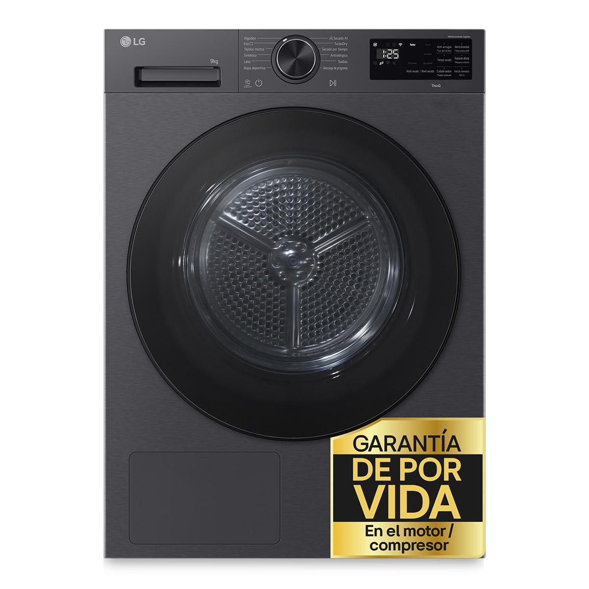 Secadora LG 9 kg, con Bomba de calor Dual Inverter - RHX5009TBB Acero grafito antihuellas-1