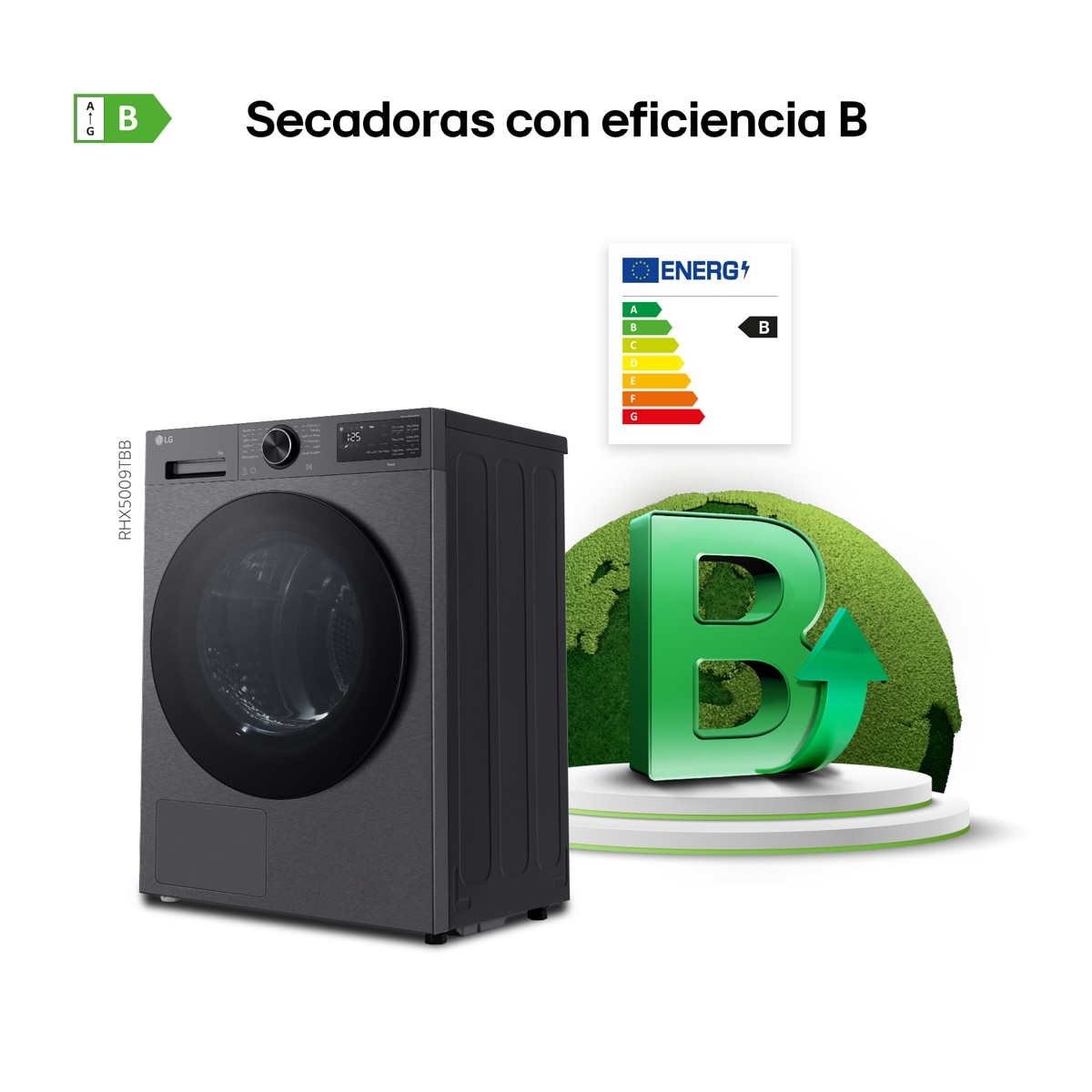 Secadora LG 9 kg, con Bomba de calor Dual Inverter - RHX5009TBB Acero grafito antihuellas-5