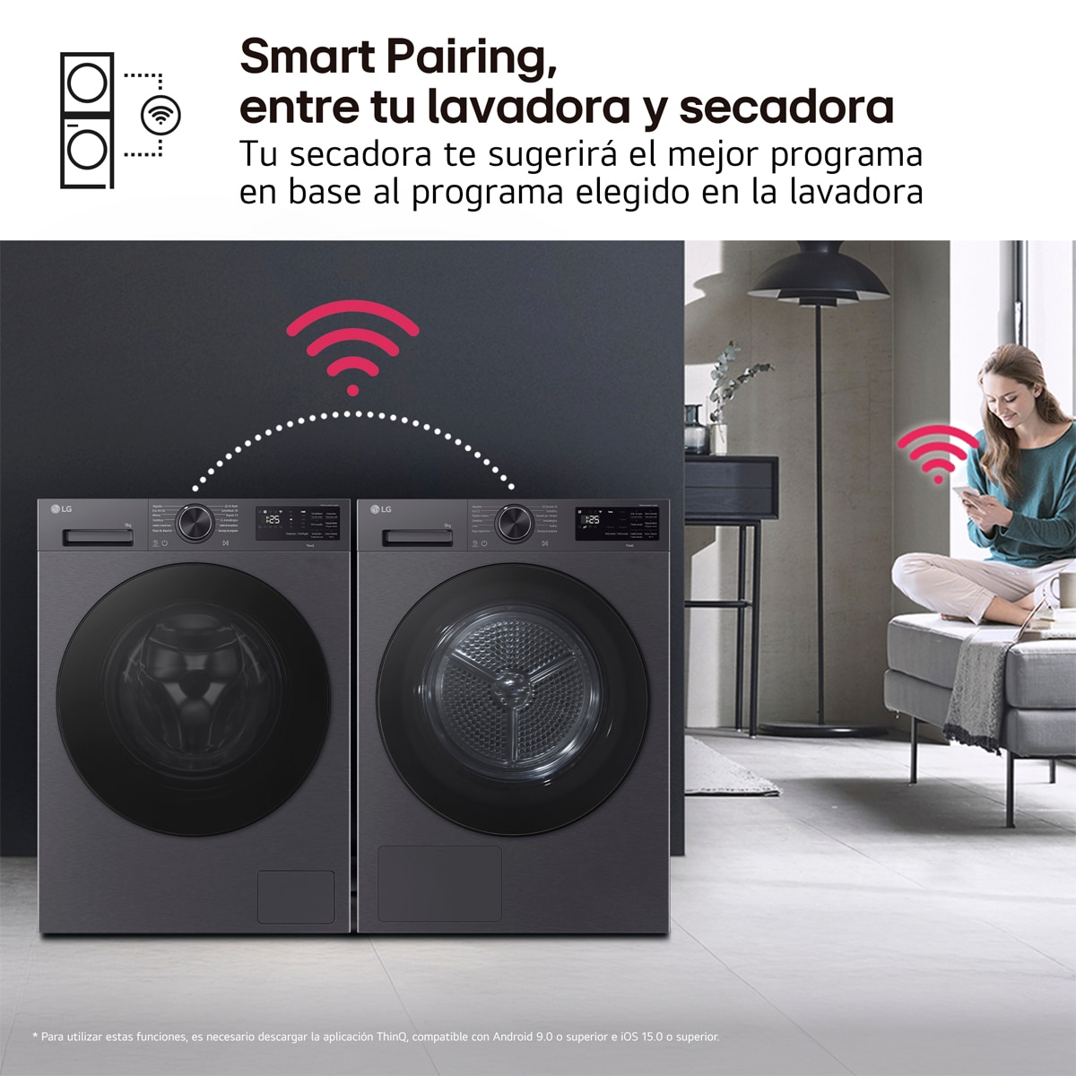 Secadora LG 9 kg, con Bomba de calor Dual Inverter - RHX5009TBB Acero grafito antihuellas-13