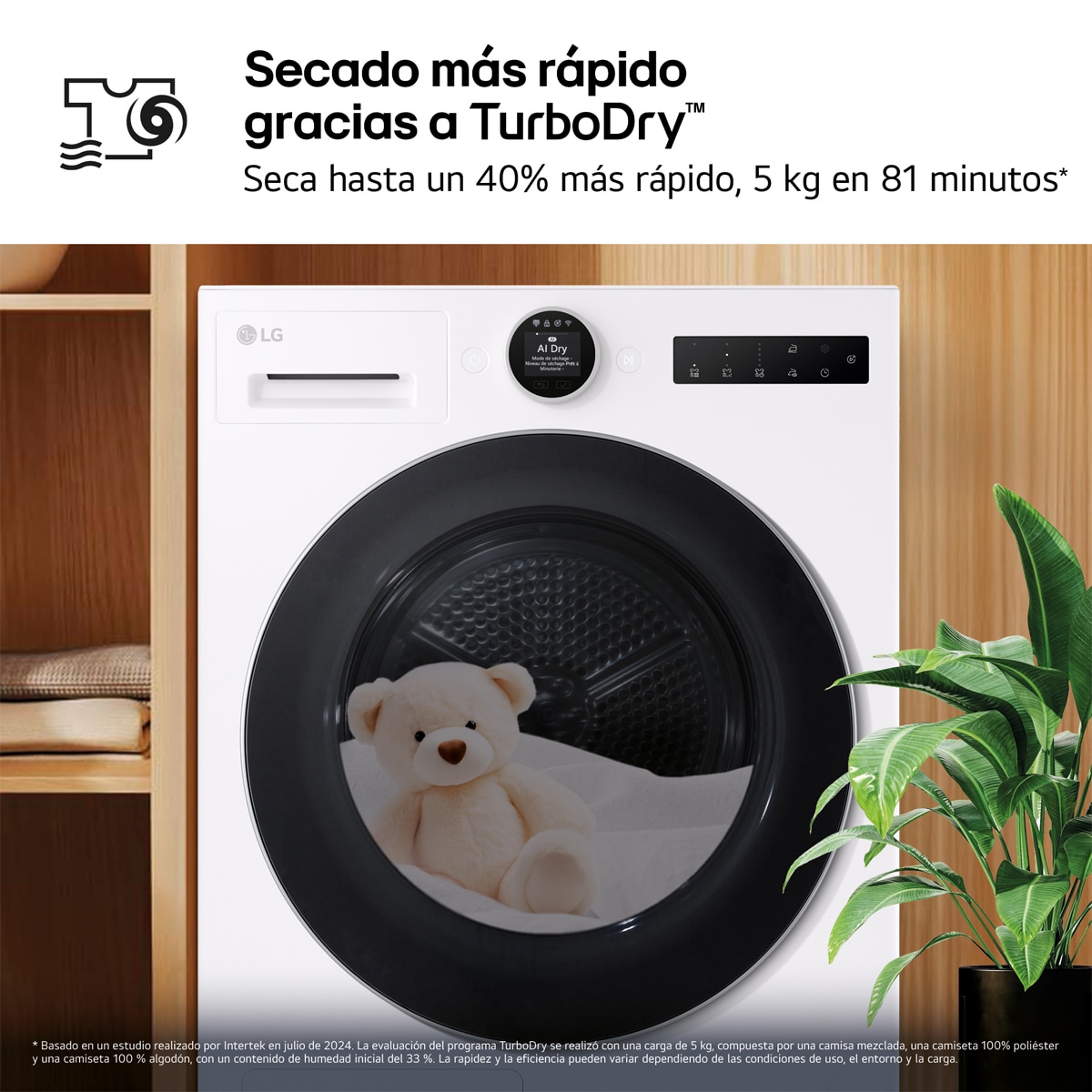 Imagen 9 de Secadora LG 9 kg, Condensación, Bomba de calor con Inteligencia artificial, Dual Inverter - RHX7009TWS - Blanco Blanco