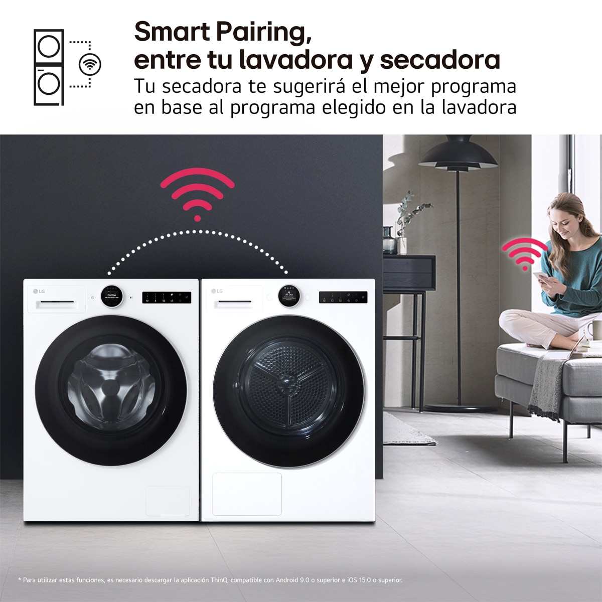 Imagen 13 de Secadora LG 9 kg, Condensación, Bomba de calor con Inteligencia artificial, Dual Inverter - RHX7009TWS - Blanco Blanco