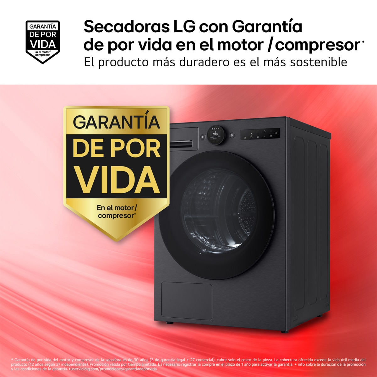 Secadora LG 9 kg, Condensación, Bomba de calor con Inteligencia artificial, Dual Inverter - RHX7009TBB Acero negro-4