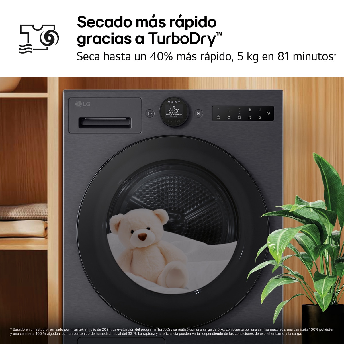 Secadora LG 9 kg, Condensación, Bomba de calor con Inteligencia artificial, Dual Inverter - RHX7009TBB Acero negro-9