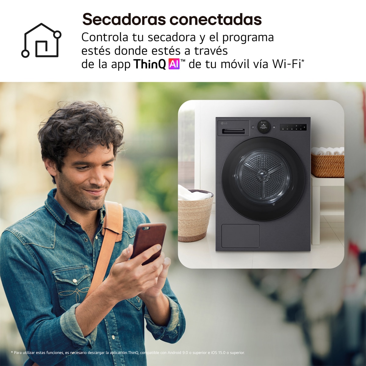 Secadora LG 9 kg, Condensación, Bomba de calor con Inteligencia artificial, Dual Inverter - RHX7009TBB Acero negro-12