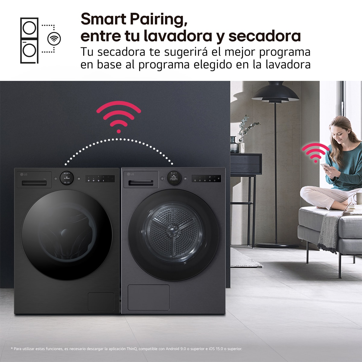 Secadora LG 9 kg, Condensación, Bomba de calor con Inteligencia artificial, Dual Inverter - RHX7009TBB Acero negro-13