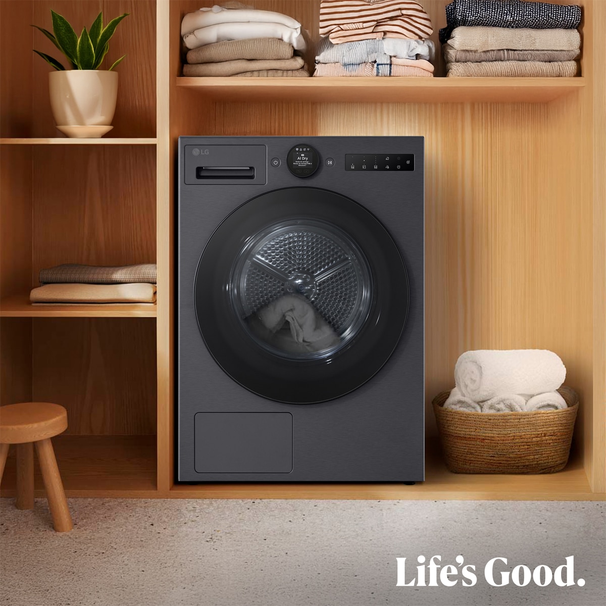 Secadora LG 9 kg, Condensación, Bomba de calor con Inteligencia artificial, Dual Inverter - RHX7009TBB Acero negro-14
