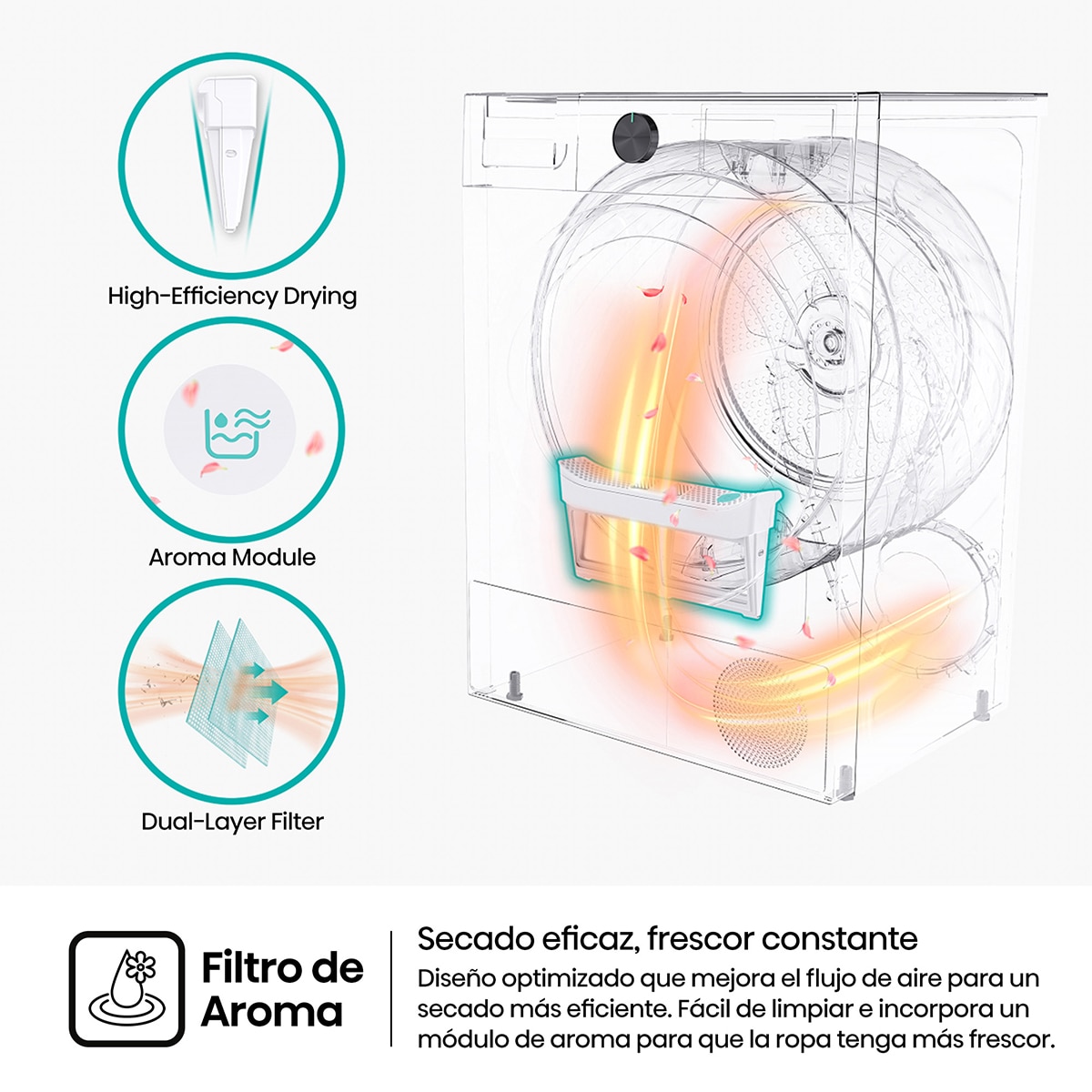 Secadora Hisense 9 kg bomba de calor DH1I900UWDC Blanco-8