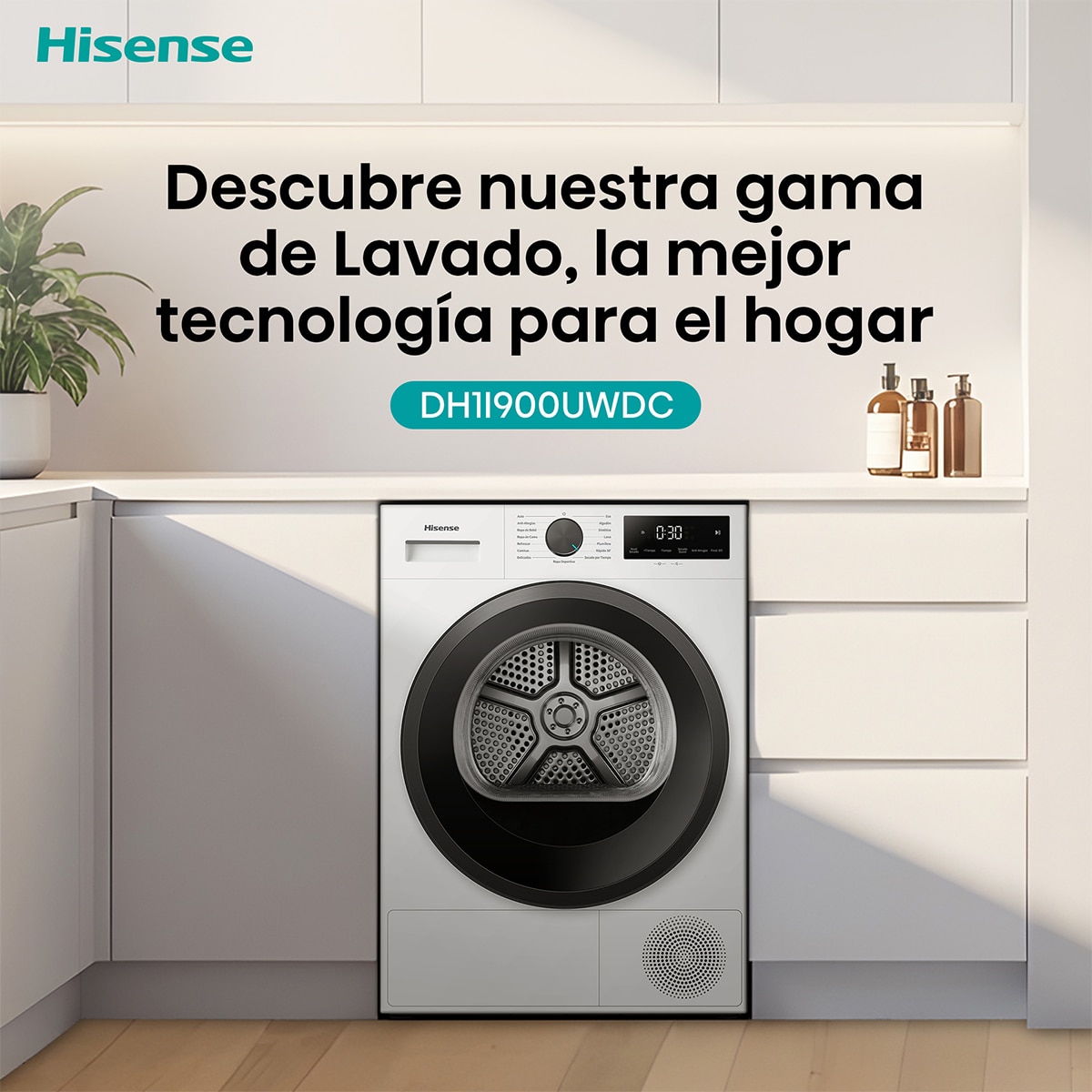 Secadora Hisense 9 kg bomba de calor DH1I900UWDC Blanco-15