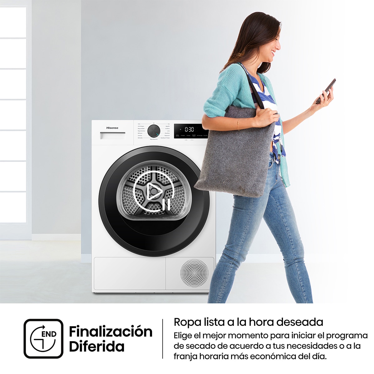 Secadora Hisense 8 kg bomba de calor DH1I800UWDE - Blanco Blanco-11