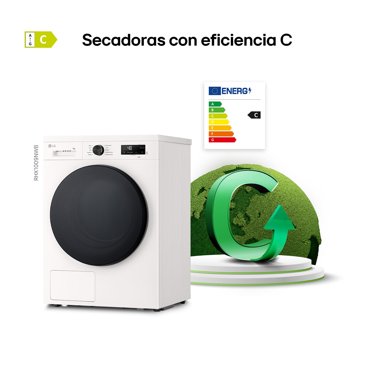 Secadora LG 9 Kg, Bomba de calor Dual, con Inteligencia artificial, Serie 140 - RHX1009NWB - Blanco marfil Blanco marfil-4