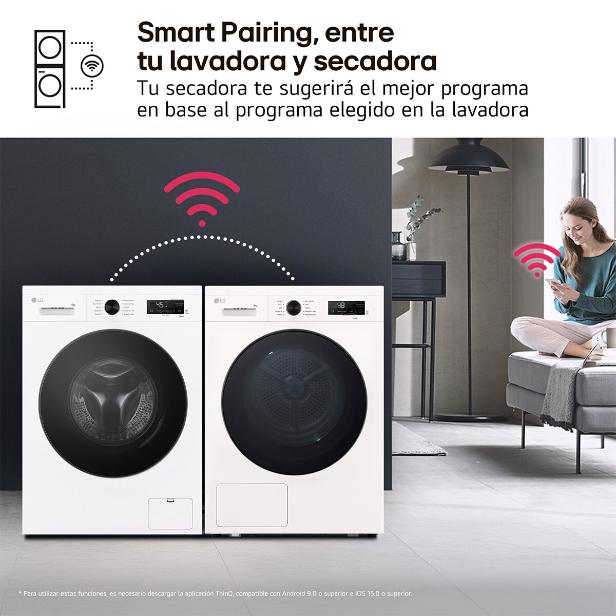 Secadora LG 9 Kg, Bomba de calor Dual, con Inteligencia artificial, Serie 140 - RHX1009NWB - Blanco marfil Blanco marfil-10