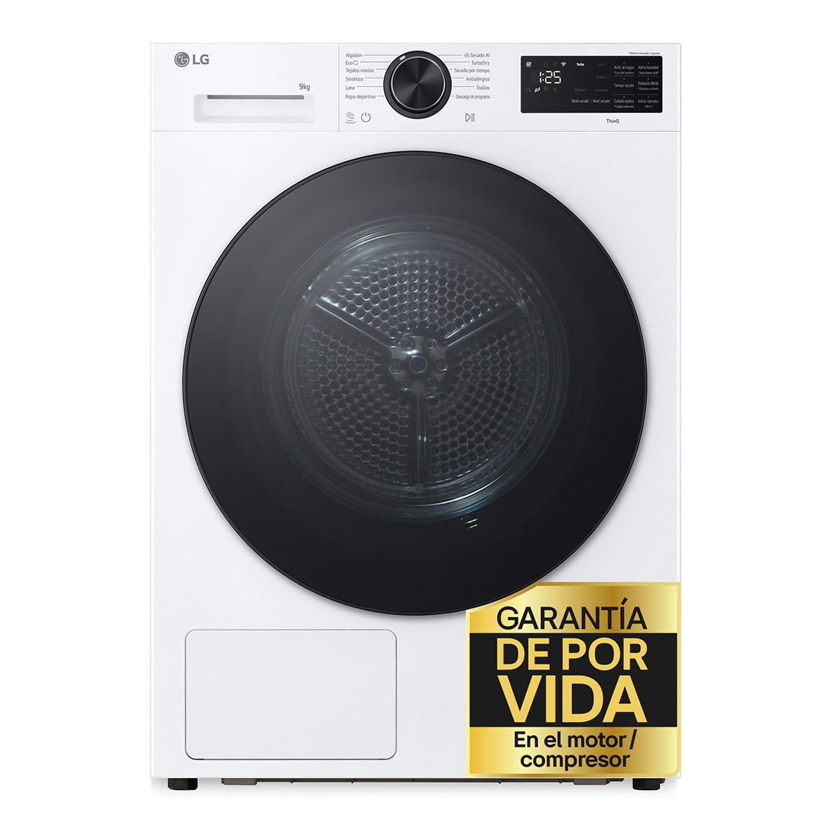 Imagen 0 de Secadora LG 8 Kg, Bomba de calor Dual Inverter, Serie 500 con Inteligencia artificial - RHX5008TLB Blanco