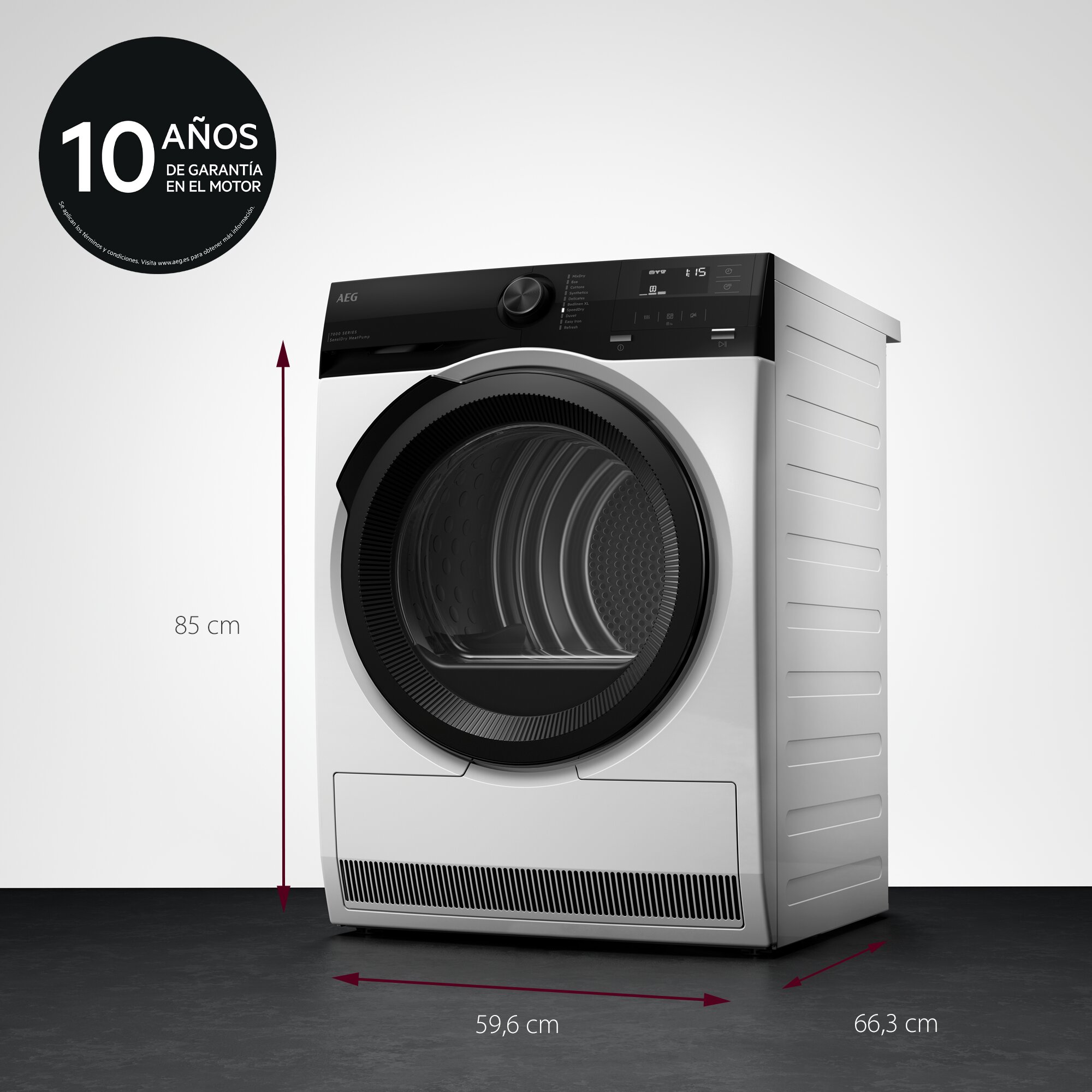 Imagen 2 de Secadora AEG 8 Kg ,Bomba de calor, Ciclo rápido, Ahorro tiempo, Serie 7000 - TE7G8CBOB - Negro Negro