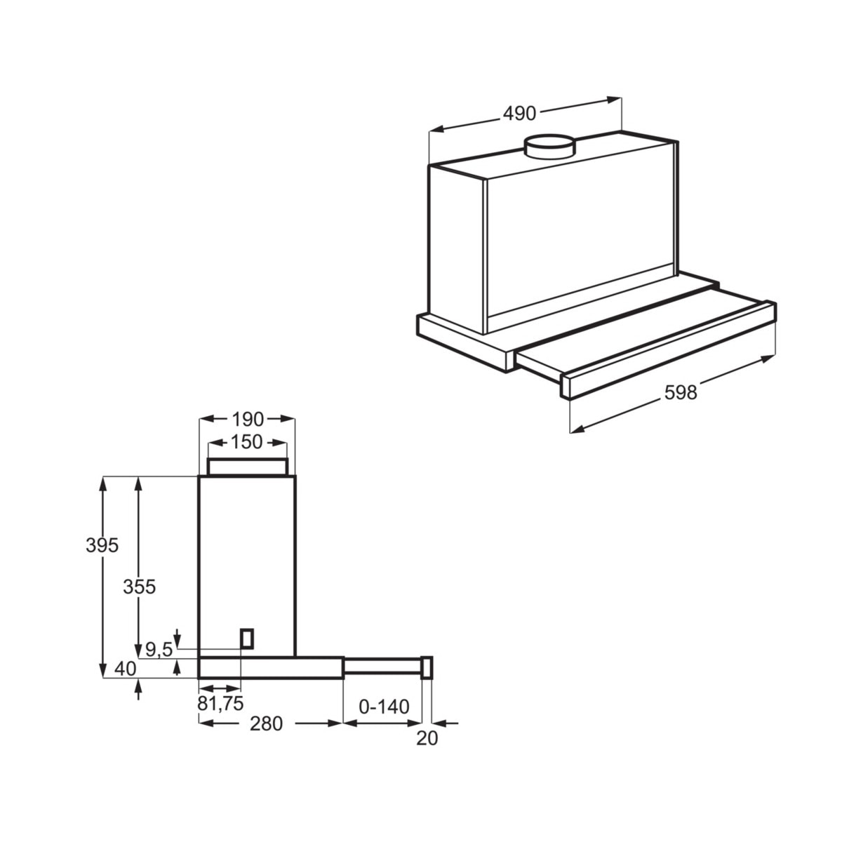 Recondicionado - Grade A - Exaustor Telescópico Encastrável AEG 6000 ExtractionTech DPE5660M de 4 Velocidades e 60 cm - Inox Andidedadas Cinzento-2