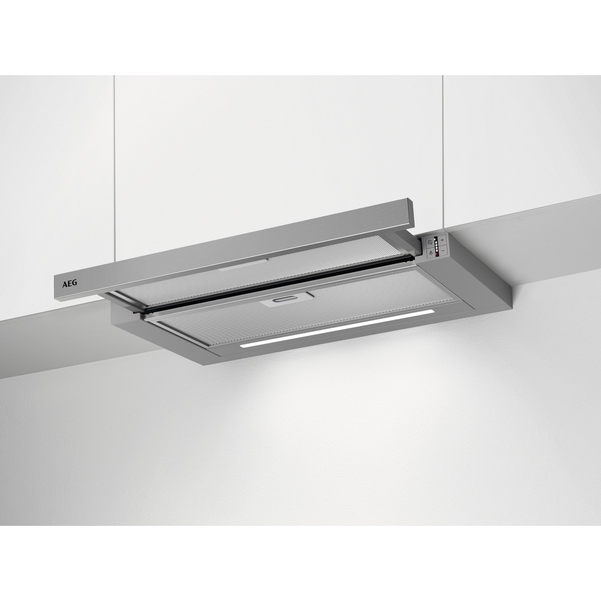 Recondicionado - Grade A - Exaustor Telescópico Encastrável AEG 6000 ExtractionTech DPE5660M de 4 Velocidades e 60 cm - Inox Andidedadas Cinzento-3