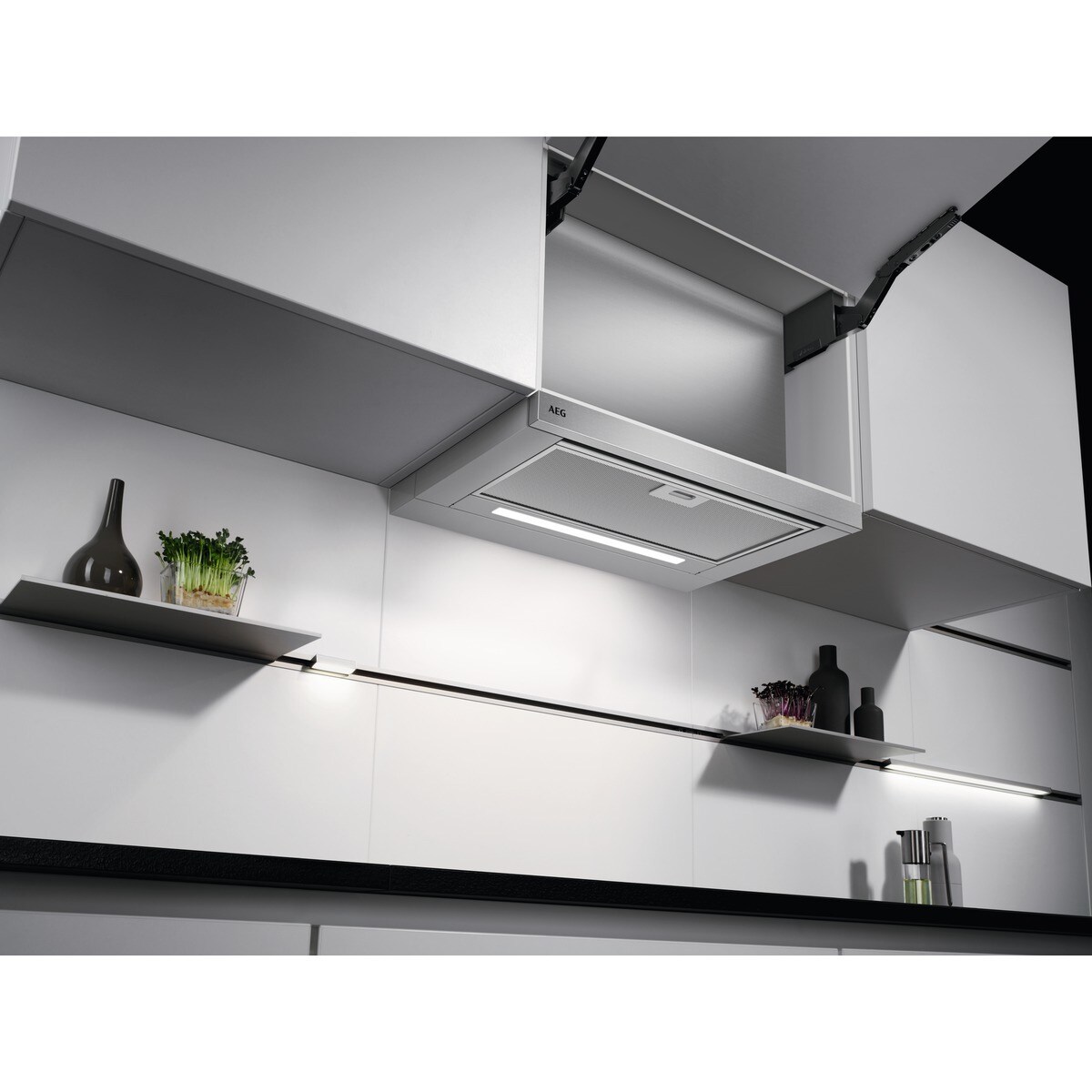 Recondicionado - Grade A - Exaustor Telescópico Encastrável AEG 6000 ExtractionTech DPE5660M de 4 Velocidades e 60 cm - Inox Andidedadas Cinzento-4